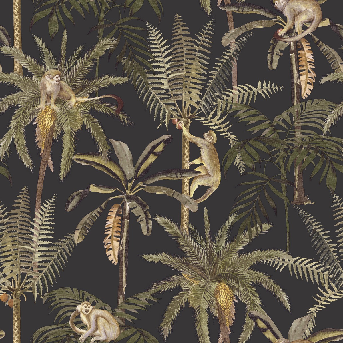 Ateles Tropical Wallpaper Black Holden 91102