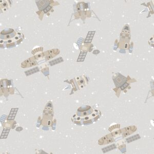 Tiny Tots 2 Spaceships Wallpaper Greige Tan Glitter Galerie G78412