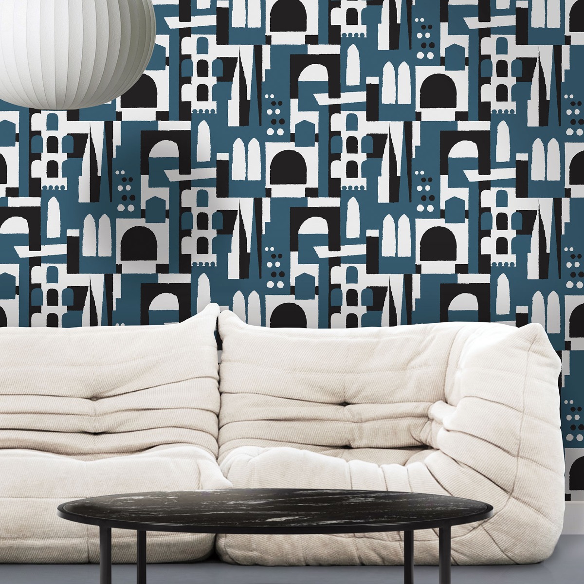 Hey Manhattan City Wallpaper Washed Denim Blue - Mini Moderns MMTLG02WD