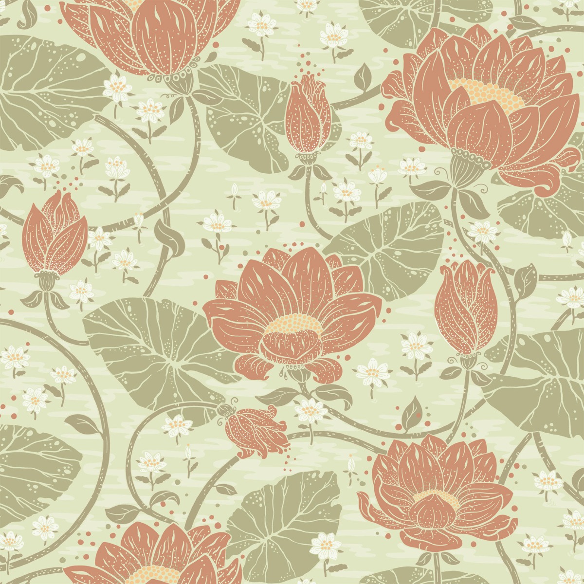 Hjarterum Eva Arts and Crafts Inspired Wallpaper Light Green Galerie 83119