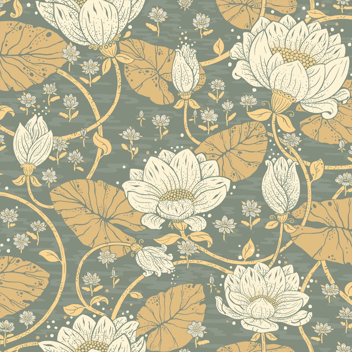 Hjarterum Eva Arts and Crafts Inspired Wallpaper Green Galerie 83120