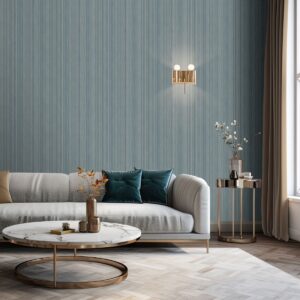 Venezia Stripe Texture Wallpaper Blue Muriva M66501
