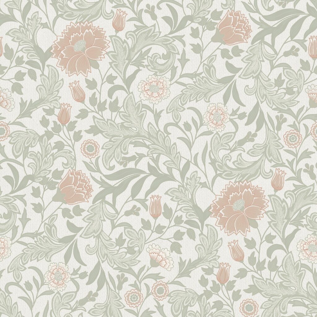 Bilbury Heavyweight Vinyl Wallpaper Sage/Coral Holden Opus