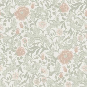 Bilbury Heavyweight Vinyl Wallpaper Sage/Coral Holden Opus