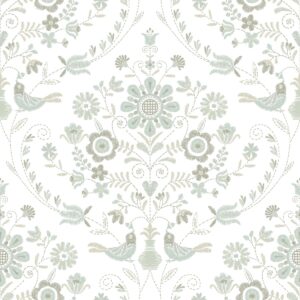 Britt Woodland Damask Vinyl Wallpaper Neutral Fine Decor FD26513