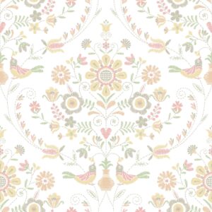Britt Woodland Damask Vinyl Wallpaper Peach Fine Decor FD26514