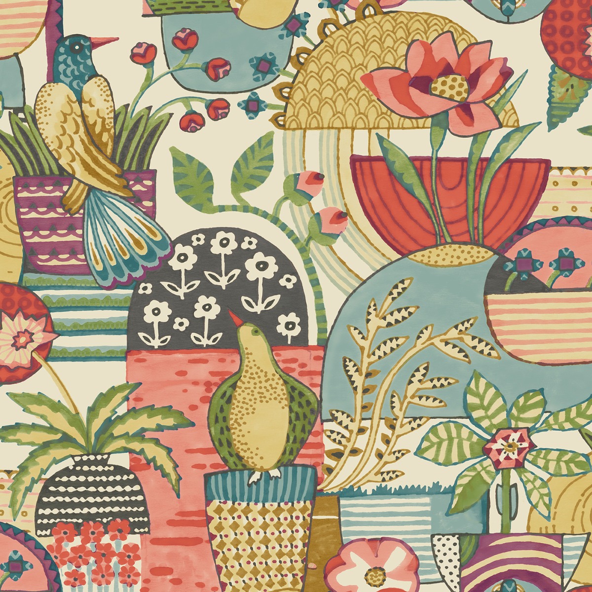 Fika Blissful Birds Wallpaper Blue / Purple Fine Decor FD26558