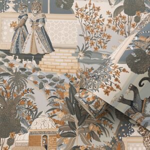 Animal Palace Wallpaper Blue / Orange Holden 13761