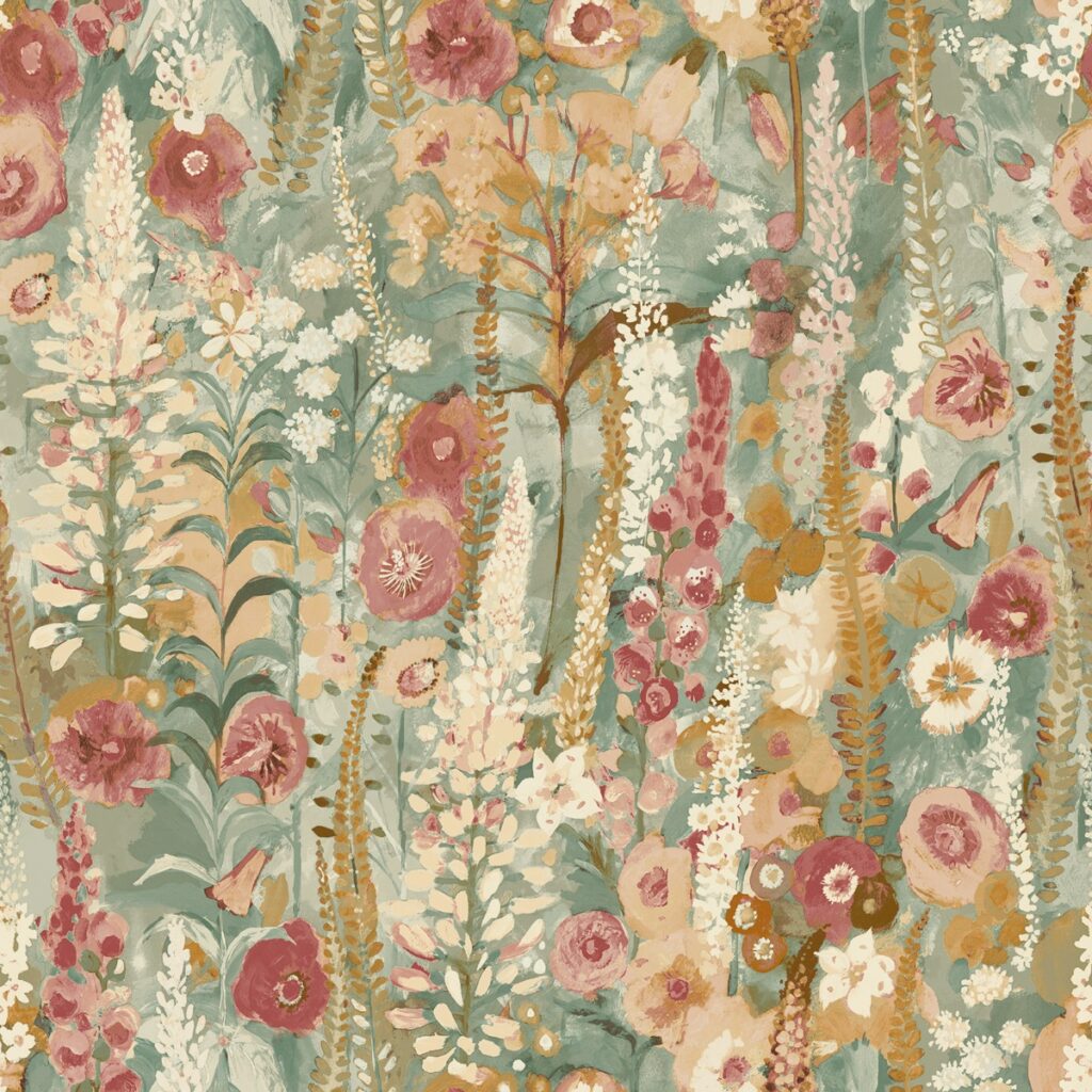 Floral forest wallpaper