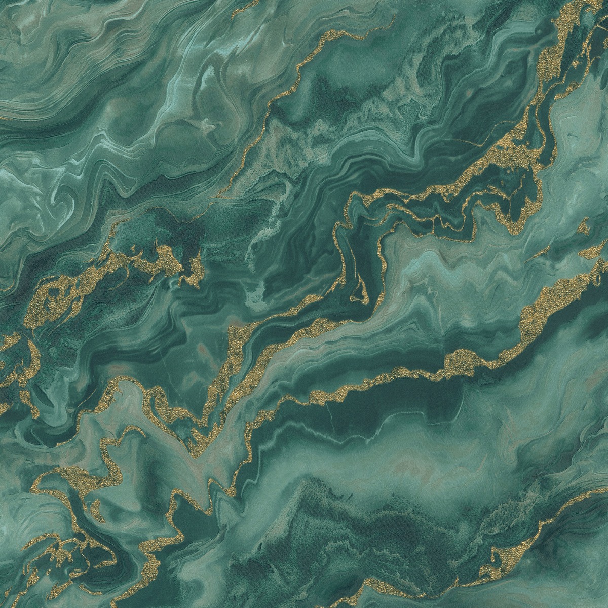 Elle Decoration Mystic Spell Marble Textured Vinyl Wallpaper Green / Gold 10447-19