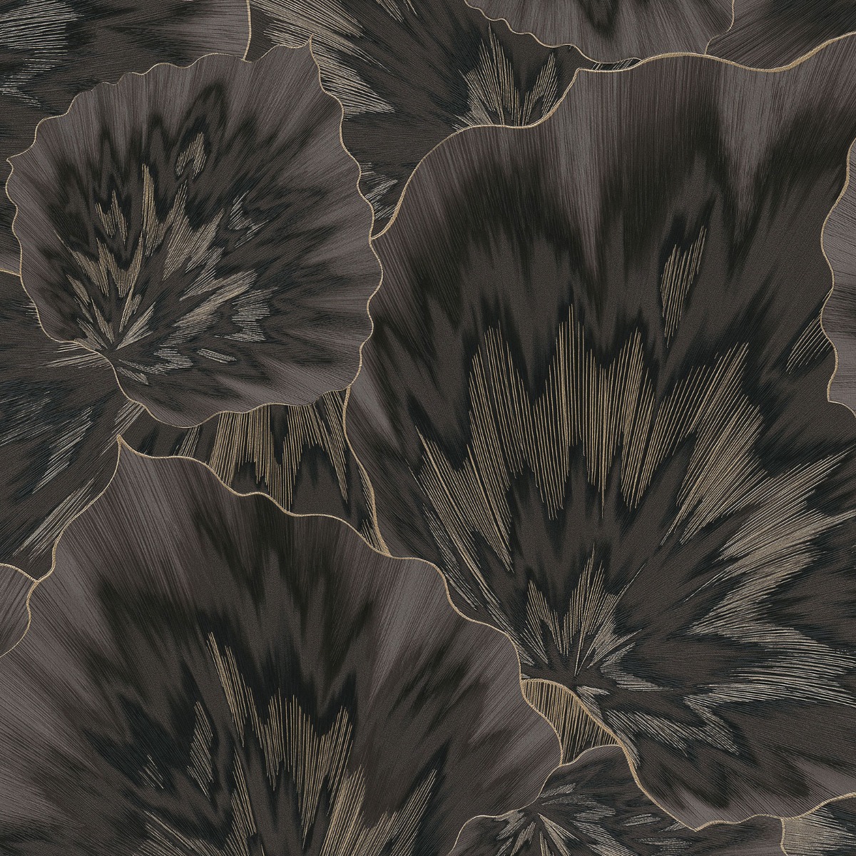 Bliss Floral Textured Vinyl Wallpaper Black / Gold Erismann 10402-15