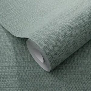 Dolce Linen Weave Blown Vinyl Wallpaper Ocean Green Erismann Opus 10463-07