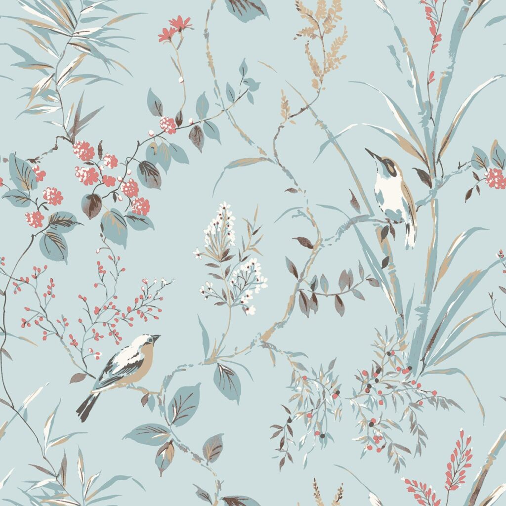 Bird floral wallpaper