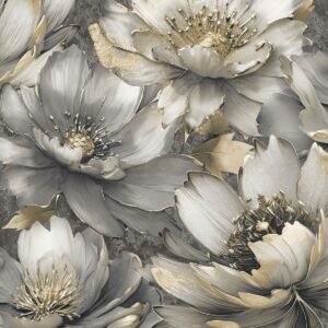 Aminah Floral Wallpaper Charcoal / Gold Muriva 224501