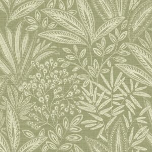 Sahara Leaf Wallpaper Sage Green Crown M1780