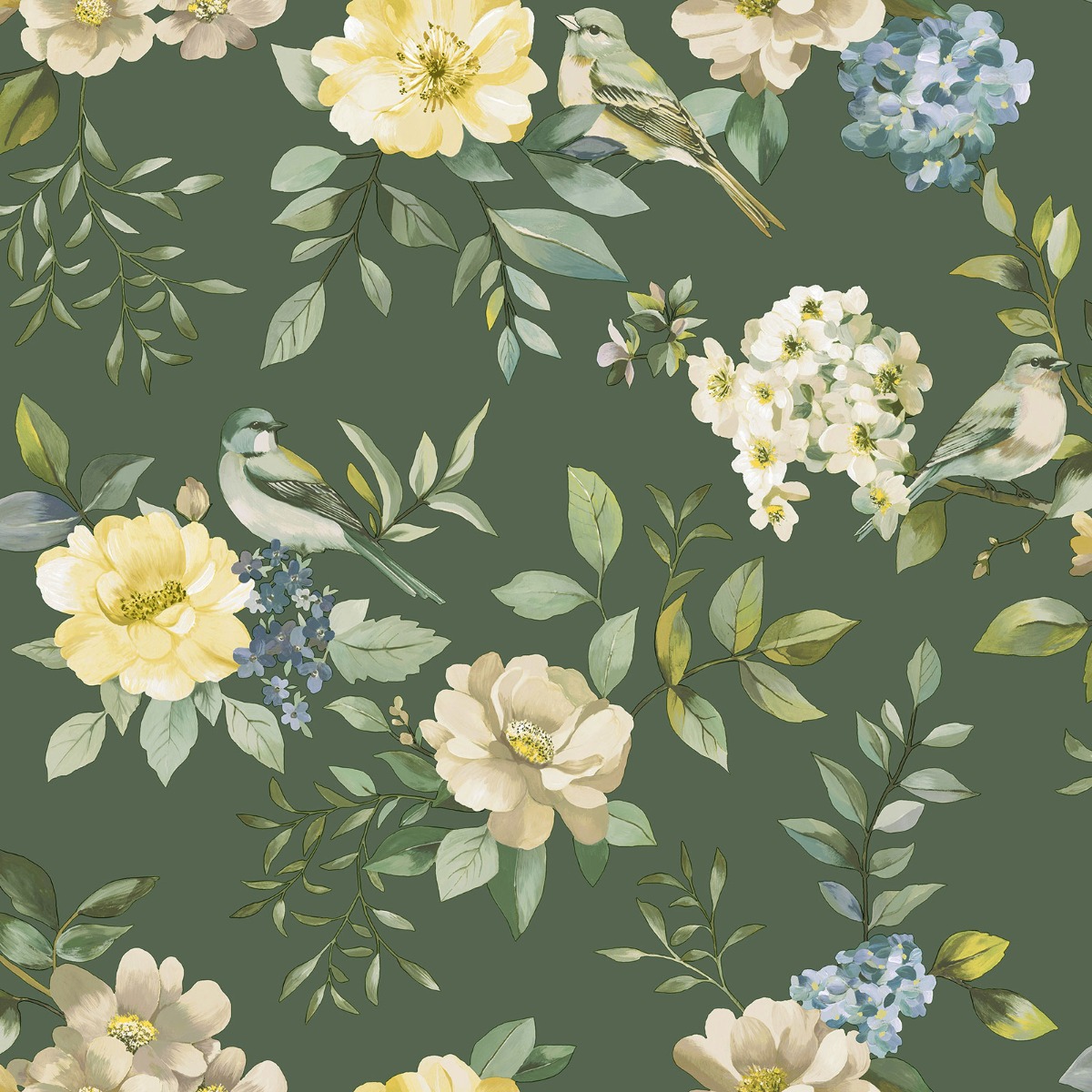 Bird Garden Wallpaper Green Holden 14191