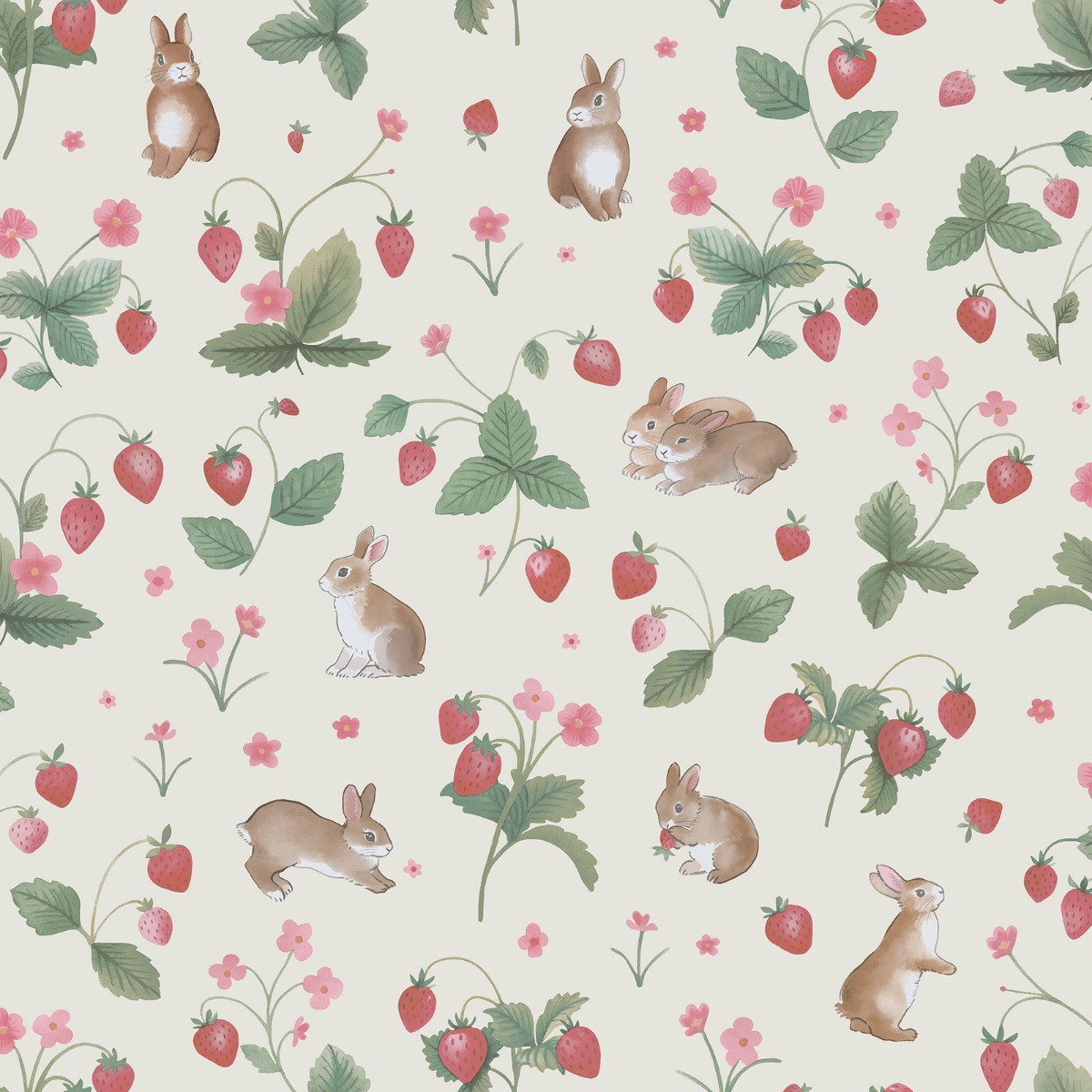 Bunnies & Berries Wallpaper Cream / Multi Holden 14140