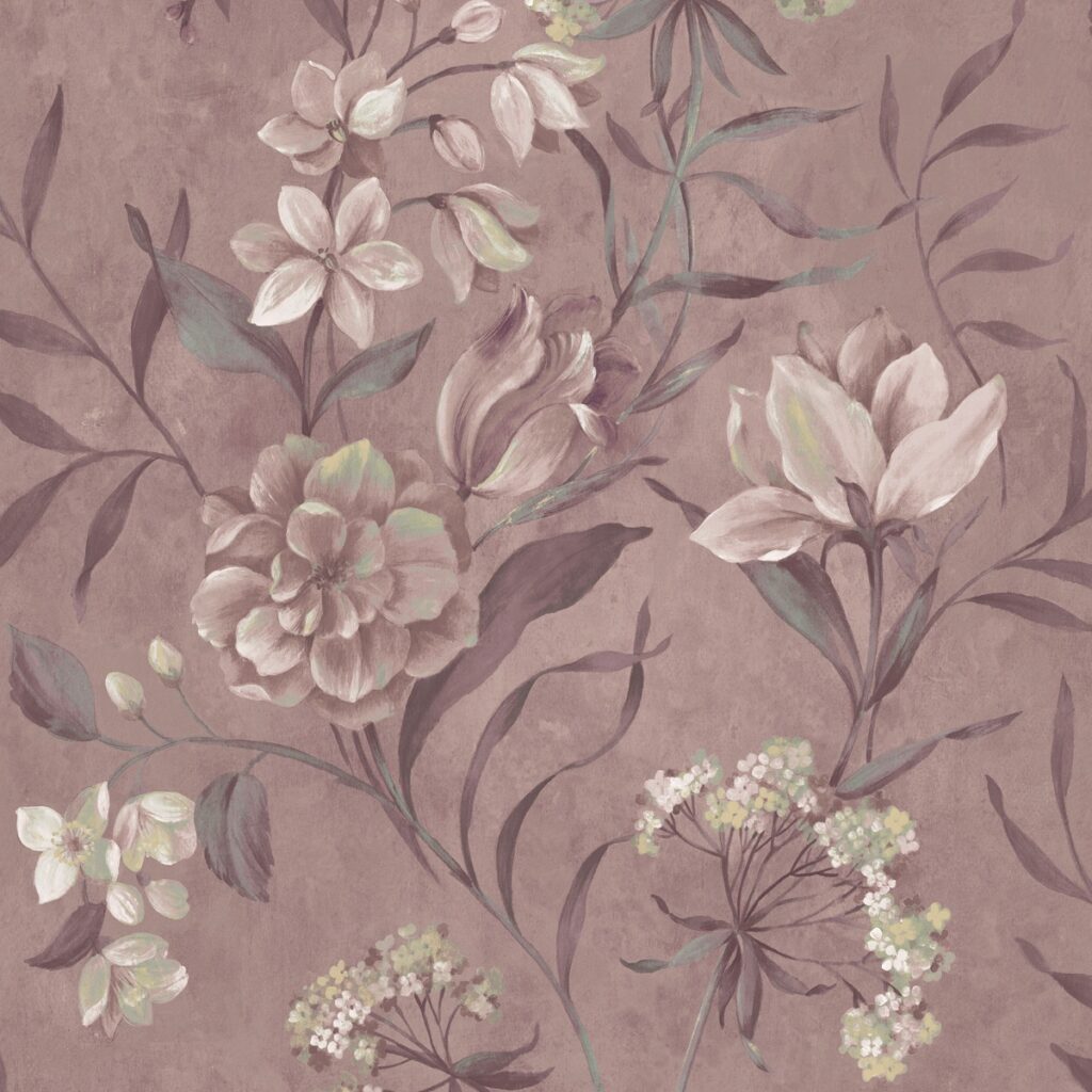 Laura Ashley Blairmore Floral Wallpaper Grape