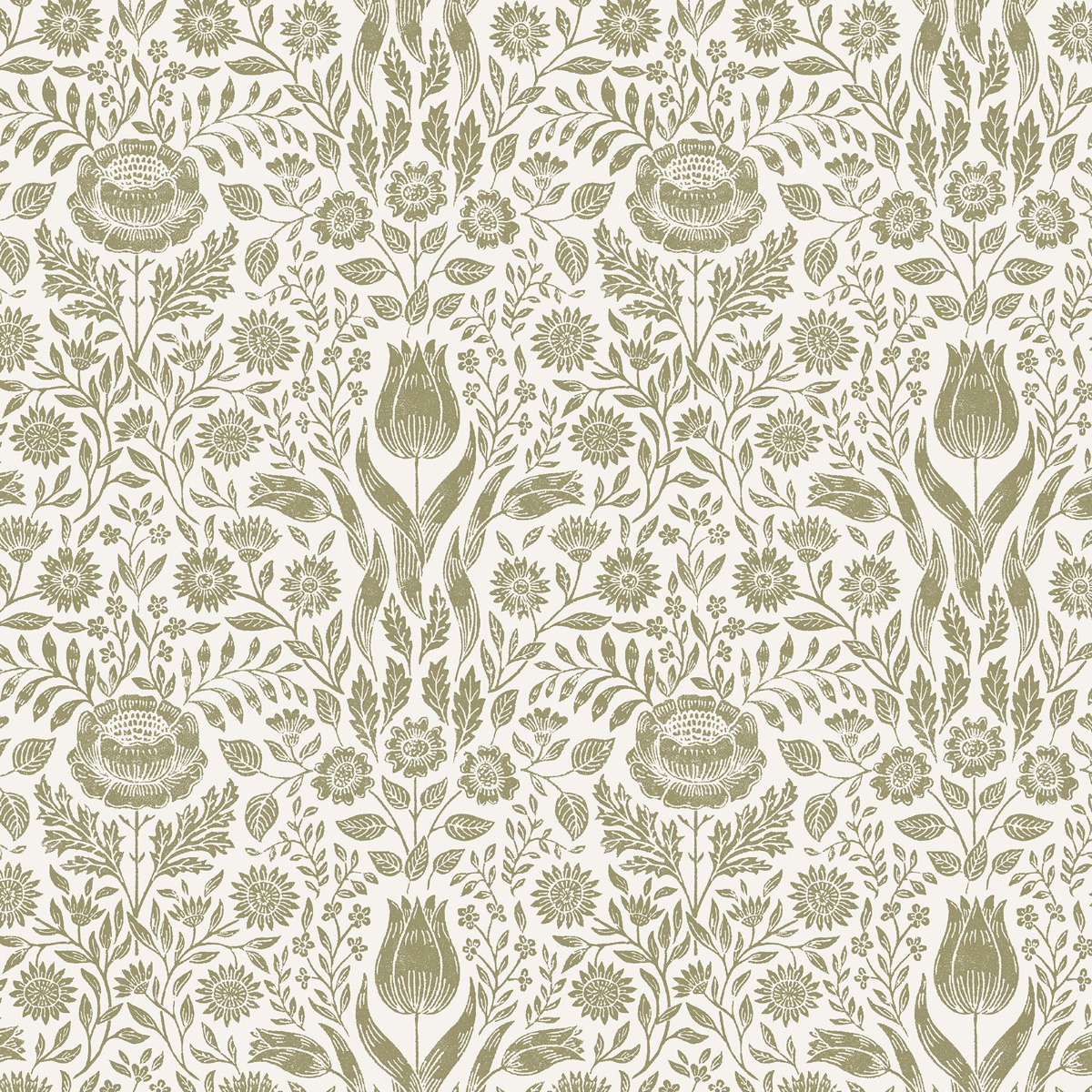 Laura Ashley Ashstead Damask Wallpaper Hedgerow Green 143333