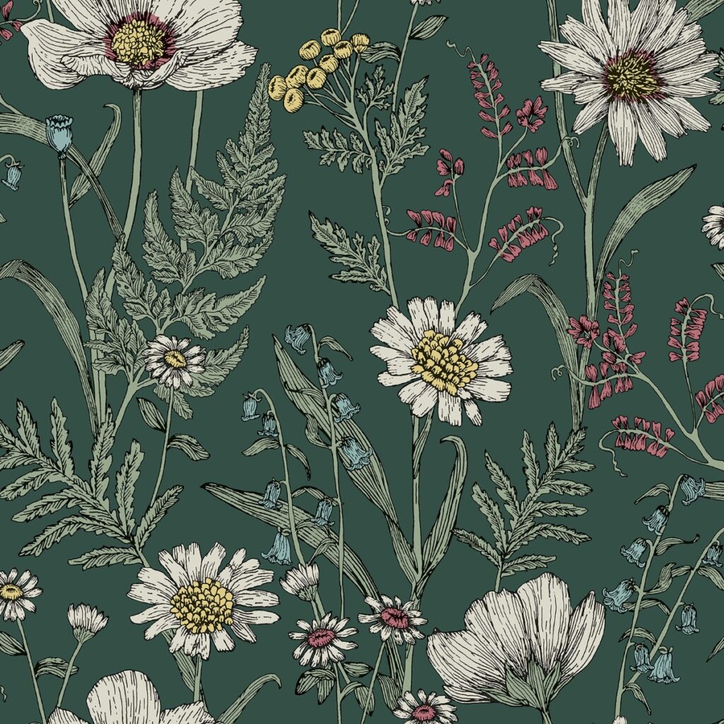 Wild meadow wallpaper