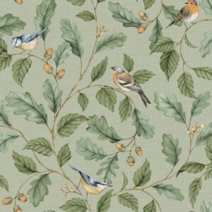 Oakleigh Trail Wallpaper Sage Green Crown M1883